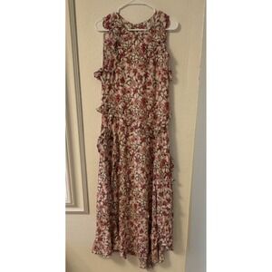 NWOT Sundance Floral Ruffle Sleeveless Maxi Dress 100% Viscose Size M